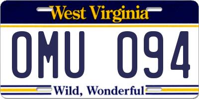 WV license plate OMU094