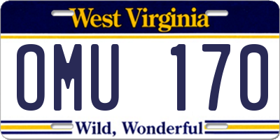 WV license plate OMU170