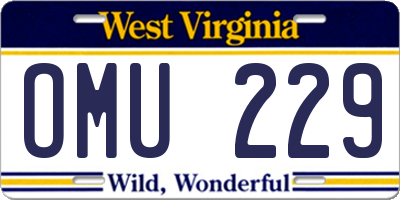 WV license plate OMU229