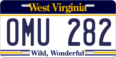 WV license plate OMU282