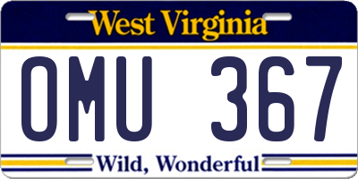 WV license plate OMU367