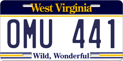 WV license plate OMU441