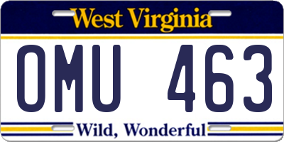 WV license plate OMU463