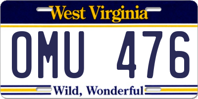 WV license plate OMU476