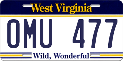 WV license plate OMU477