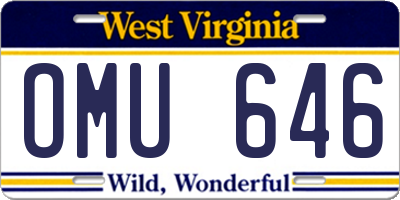 WV license plate OMU646