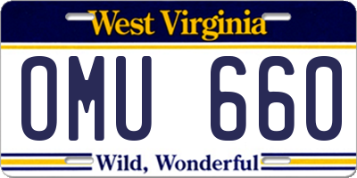 WV license plate OMU660