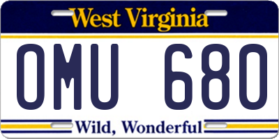 WV license plate OMU680