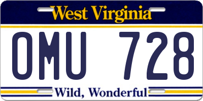 WV license plate OMU728