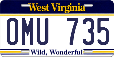 WV license plate OMU735