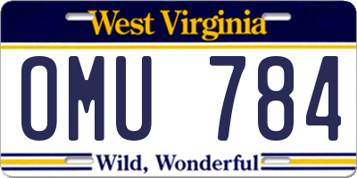 WV license plate OMU784