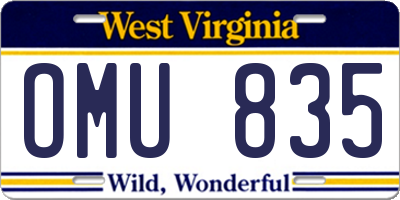 WV license plate OMU835