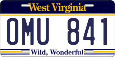 WV license plate OMU841