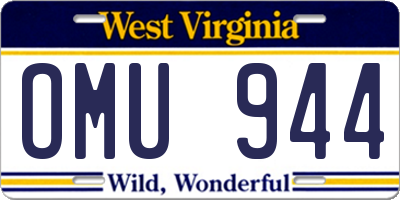 WV license plate OMU944
