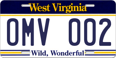 WV license plate OMV002