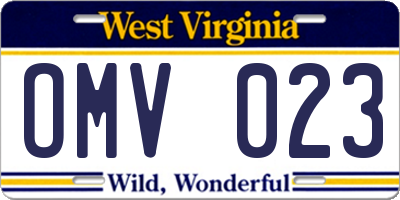 WV license plate OMV023
