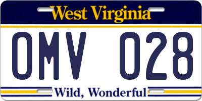 WV license plate OMV028