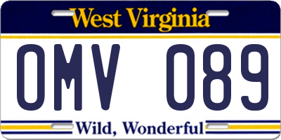 WV license plate OMV089