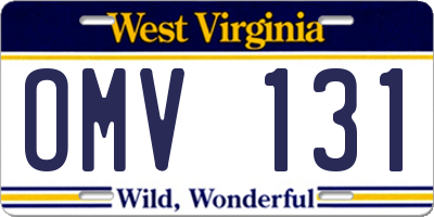 WV license plate OMV131