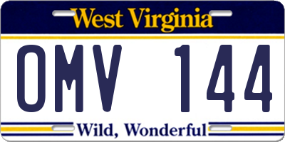 WV license plate OMV144