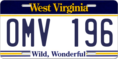 WV license plate OMV196