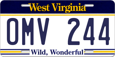 WV license plate OMV244