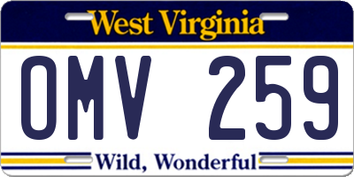 WV license plate OMV259