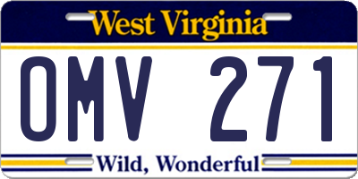 WV license plate OMV271