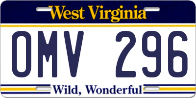 WV license plate OMV296