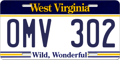 WV license plate OMV302
