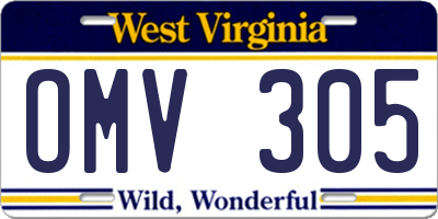 WV license plate OMV305