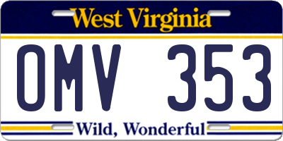 WV license plate OMV353