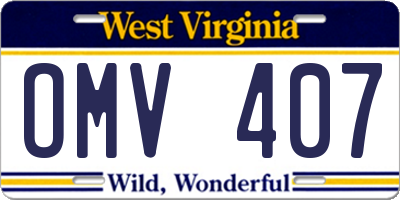 WV license plate OMV407