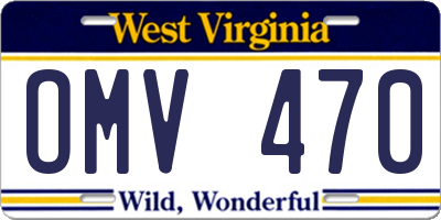 WV license plate OMV470