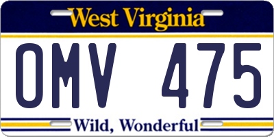 WV license plate OMV475