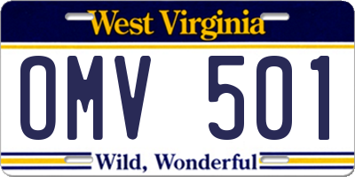 WV license plate OMV501