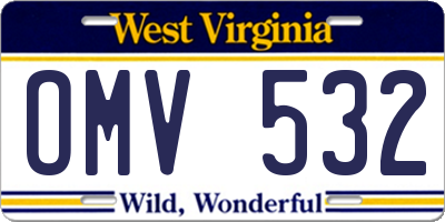 WV license plate OMV532