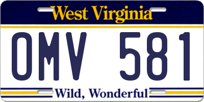 WV license plate OMV581