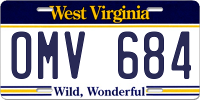 WV license plate OMV684