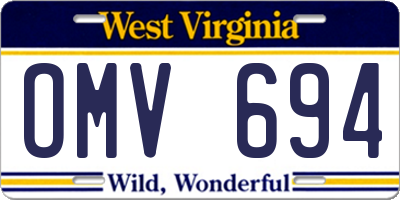 WV license plate OMV694
