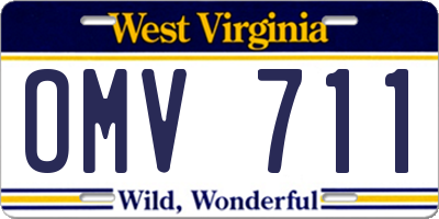WV license plate OMV711