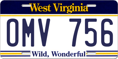 WV license plate OMV756