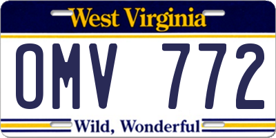 WV license plate OMV772