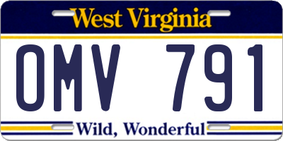 WV license plate OMV791