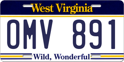 WV license plate OMV891