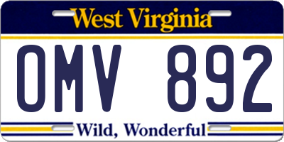 WV license plate OMV892