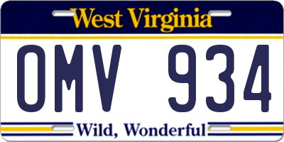 WV license plate OMV934