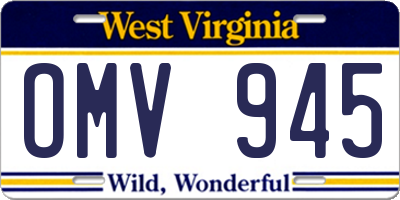 WV license plate OMV945