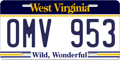 WV license plate OMV953