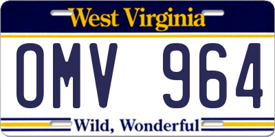WV license plate OMV964